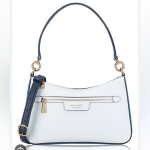 NWT KATE SPADE Hudson Colorblocked Leather Convertible Bag, Stone Path Multi